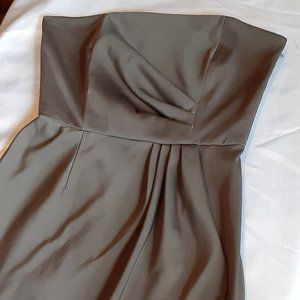 Banana Republic Dark Olive Strapless Satin Dress, Size 6. NWOT